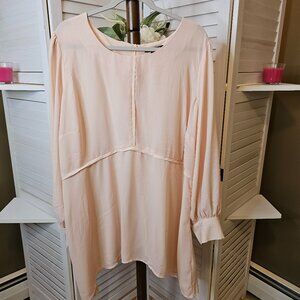 Roman's, Plus Size 22W, Sheer, Blush, Blouse, Flare Hem, Feminine, NWOT